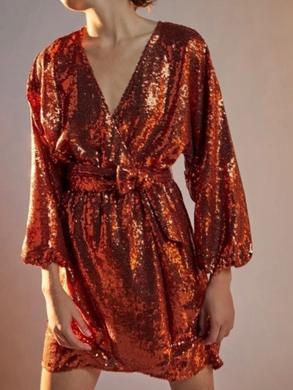 Anthropologie Chartreuse Lisabette Sequin Wrap Mini.Sz S.